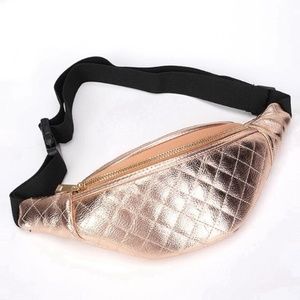 Golden Quilted Metallic Fanny Pack Waist Bag